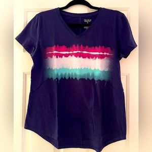 NWOT purple tie dye rounded hem tee - medium